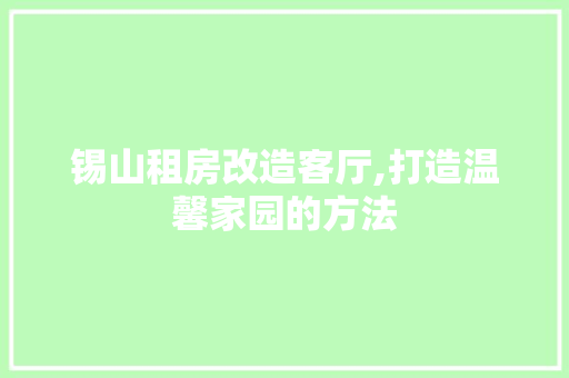 锡山租房改造客厅,打造温馨家园的方法