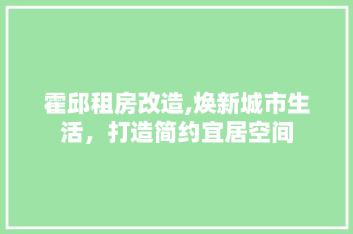 霍邱租房改造,焕新城市生活，打造简约宜居空间