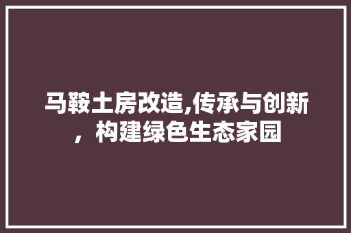 马鞍土房改造,传承与创新，构建绿色生态家园