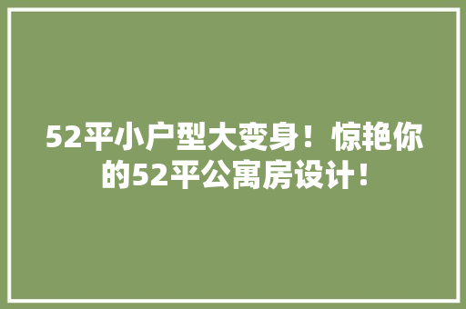 52平小户型大变身！惊艳你的52平公寓房设计！