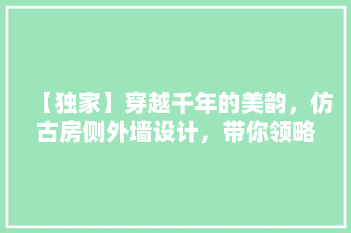 【独家】穿越千年的美韵，仿古房侧外墙设计，带你领略古典风情新风尚！