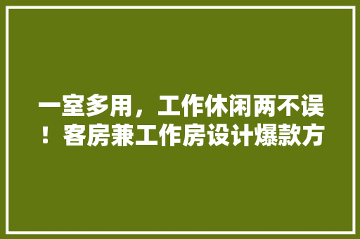 一室多用，工作休闲两不误！客房兼工作房设计爆款方法