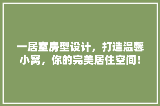 一居室房型设计，打造温馨小窝，你的完美居住空间！