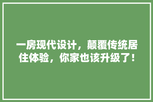 一房现代设计，颠覆传统居住体验，你家也该升级了！
