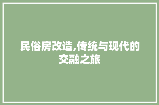 民俗房改造,传统与现代的交融之旅