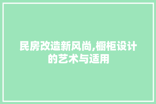 民房改造新风尚,橱柜设计的艺术与适用
