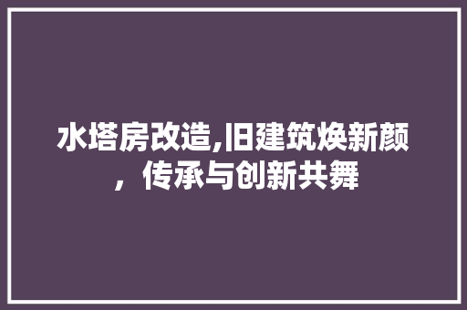 水塔房改造,旧建筑焕新颜，传承与创新共舞