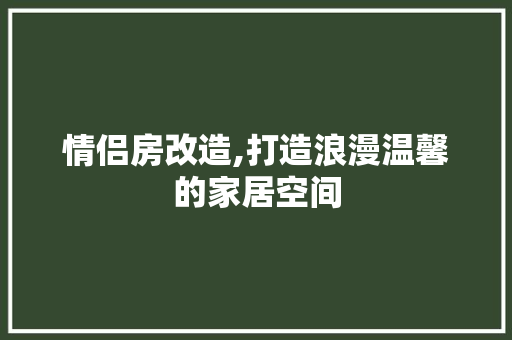 情侣房改造,打造浪漫温馨的家居空间