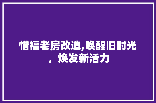 惜福老房改造,唤醒旧时光，焕发新活力