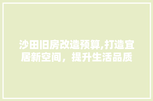 沙田旧房改造预算,打造宜居新空间，提升生活品质