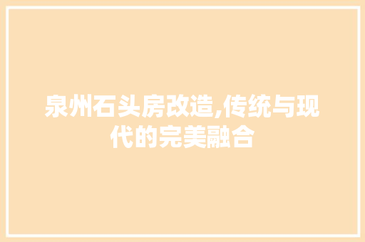 泉州石头房改造,传统与现代的完美融合