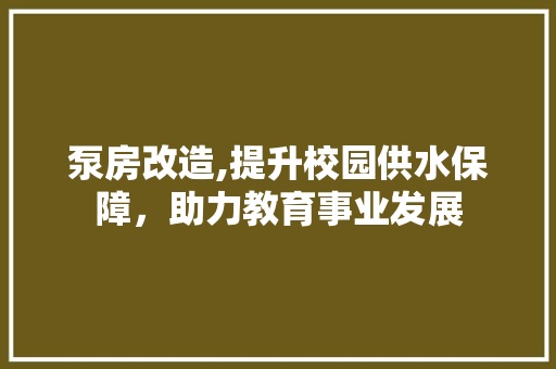 泵房改造,提升校园供水保障，助力教育事业发展