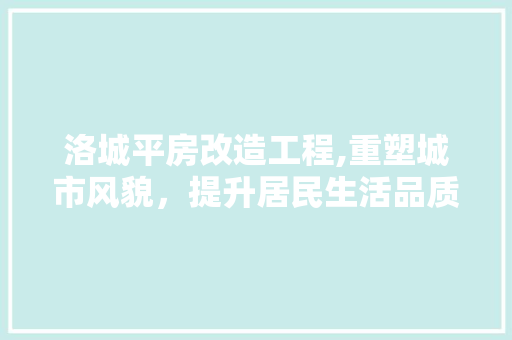 洛城平房改造工程,重塑城市风貌，提升居民生活品质