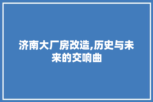 济南大厂房改造,历史与未来的交响曲