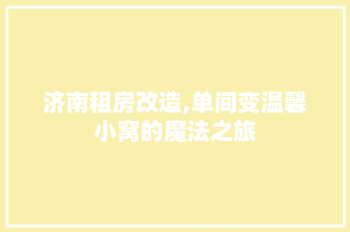 济南租房改造,单间变温馨小窝的魔法之旅