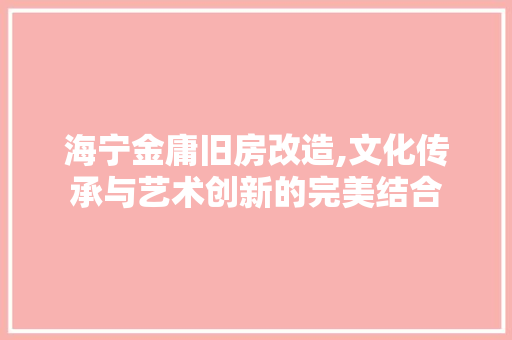 海宁金庸旧房改造,文化传承与艺术创新的完美结合