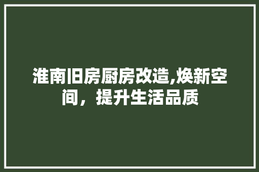 淮南旧房厨房改造,焕新空间，提升生活品质