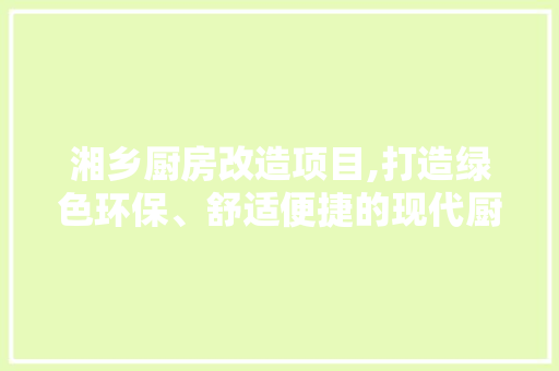 湘乡厨房改造项目,打造绿色环保、舒适便捷的现代厨房空间