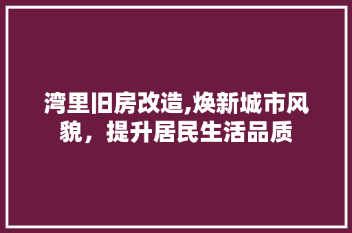湾里旧房改造,焕新城市风貌，提升居民生活品质