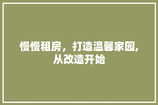 慢慢租房，打造温馨家园,从改造开始