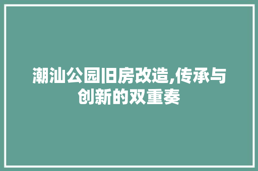 潮汕公园旧房改造,传承与创新的双重奏