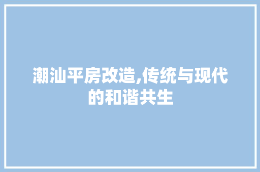 潮汕平房改造,传统与现代的和谐共生