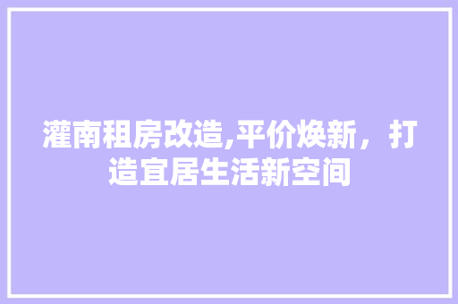 灌南租房改造,平价焕新，打造宜居生活新空间