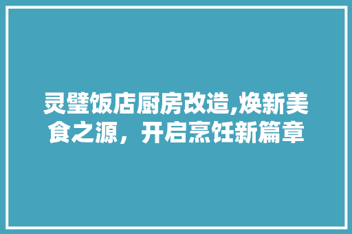 灵璧饭店厨房改造,焕新美食之源，开启烹饪新篇章