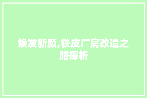 焕发新颜,铁皮厂房改造之路探析