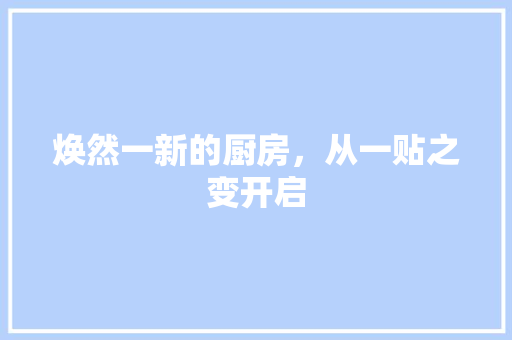 焕然一新的厨房，从一贴之变开启