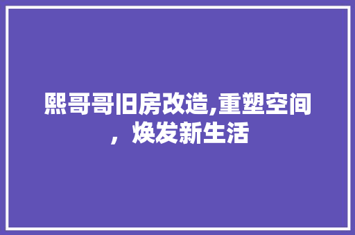 熙哥哥旧房改造,重塑空间，焕发新生活