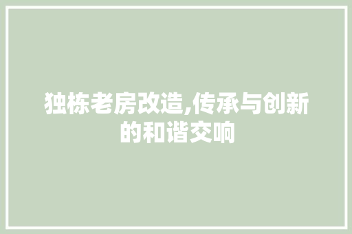独栋老房改造,传承与创新的和谐交响