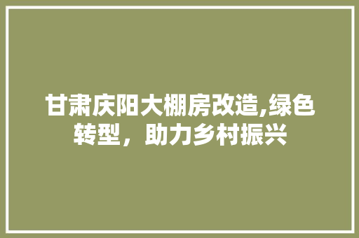 甘肃庆阳大棚房改造,绿色转型，助力乡村振兴