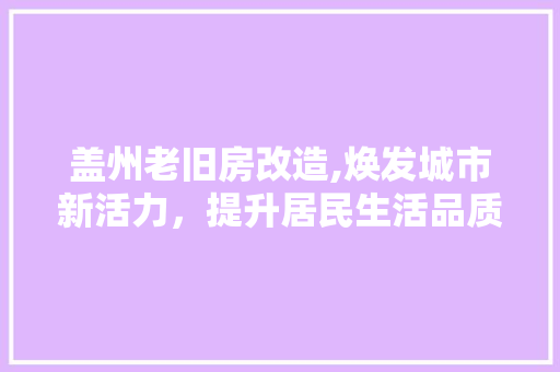 盖州老旧房改造,焕发城市新活力，提升居民生活品质