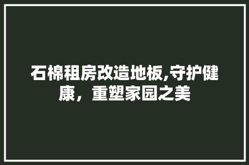 石棉租房改造地板,守护健康，重塑家园之美