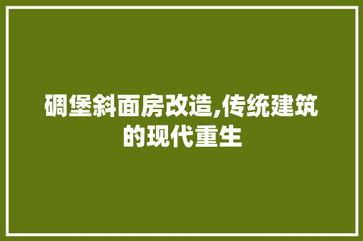 碉堡斜面房改造,传统建筑的现代重生