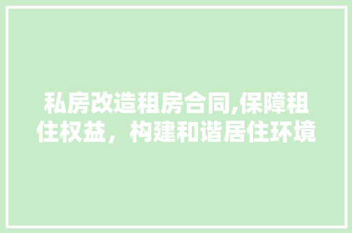 私房改造租房合同,保障租住权益，构建和谐居住环境