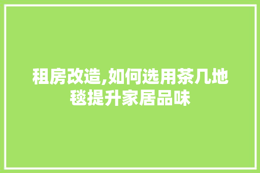 租房改造,如何选用茶几地毯提升家居品味