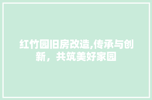 红竹园旧房改造,传承与创新，共筑美好家园