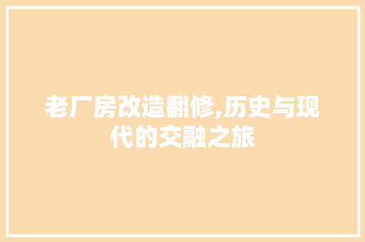 老厂房改造翻修,历史与现代的交融之旅
