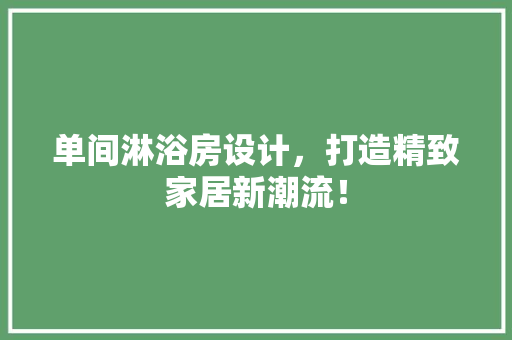 单间淋浴房设计，打造精致家居新潮流！