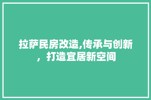 拉萨民房改造,传承与创新，打造宜居新空间