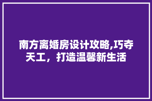 南方离婚房设计攻略,巧夺天工，打造温馨新生活