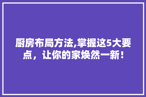 厨房布局方法,掌握这5大要点，让你的家焕然一新！