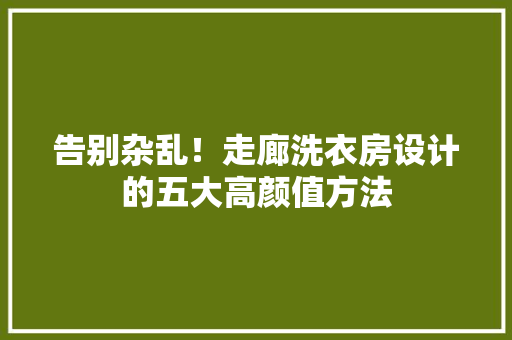 告别杂乱！走廊洗衣房设计的五大高颜值方法