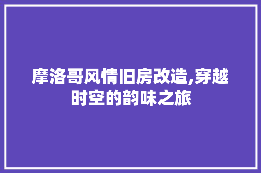 摩洛哥风情旧房改造,穿越时空的韵味之旅