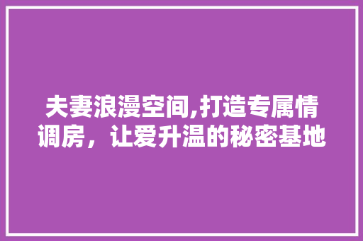 夫妻浪漫空间,打造专属情调房，让爱升温的秘密基地