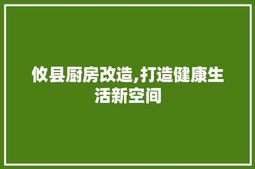攸县厨房改造,打造健康生活新空间