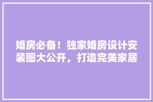 婚房必备！独家婚房设计安装图大公开，打造完美家居新篇章