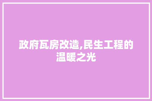 政府瓦房改造,民生工程的温暖之光